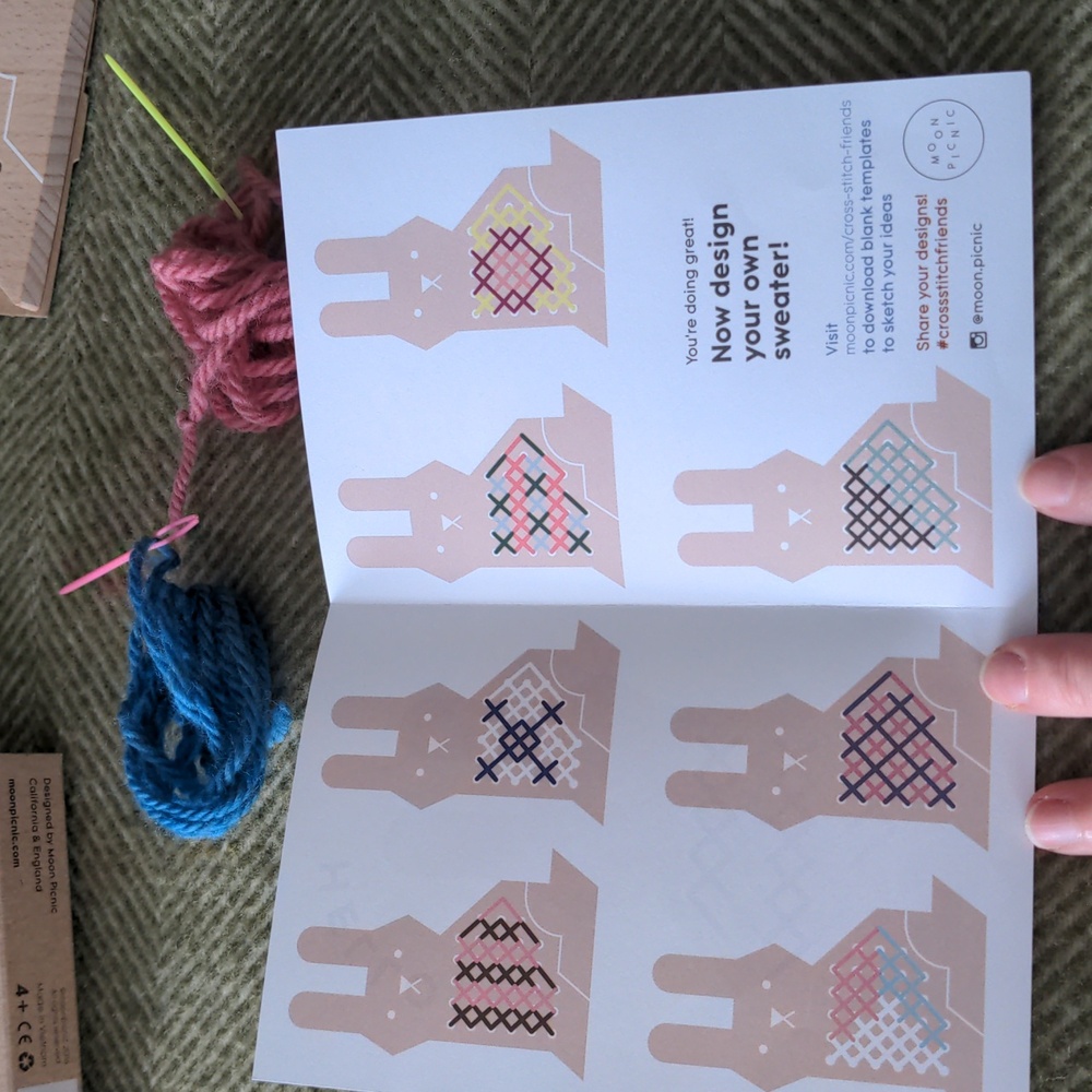 Beginner Bunny Cross-stitch Kit Rabbit By Moon Picnic, Beachwood Bunny Age 4+ - Picture 4 of 13